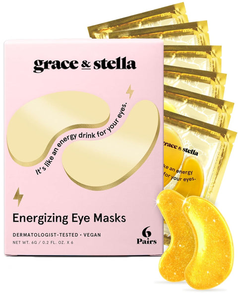 Award Winning under Eye Mask - Travel Size Toiletries - Bridal Shower Gifts - Gel Eye Patches for Dark Circles, Puffy Eyes, Wrinkles, Undereye Bags - Vegan - Self Care (6 Pairs, Gold)