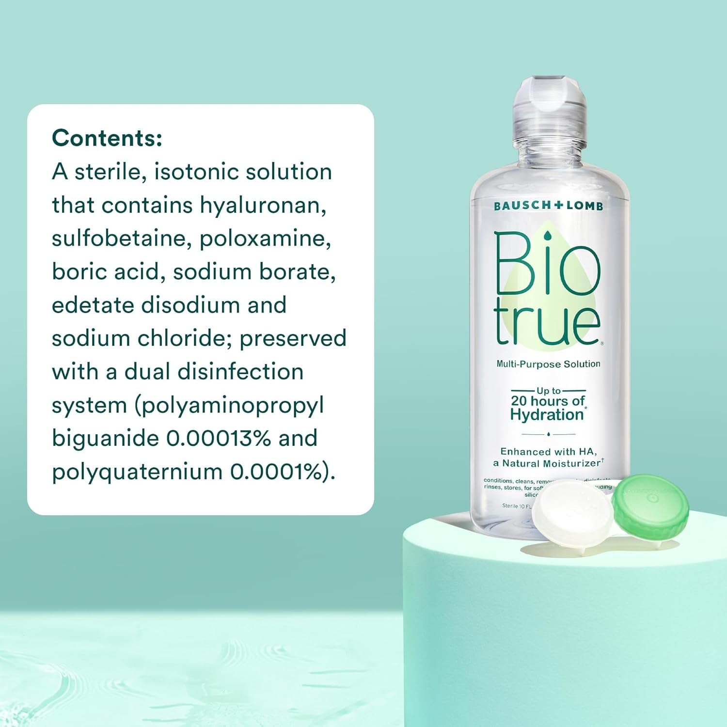 Contact Solution, Multi-Purpose Solution with Lens Case, Cleans, Conditions, Hydrates, Disinfects, Removes Protein, Dirt & Debris, Contact Lens Cleaner & Storage, 10 Fl Oz (Pack of 2)