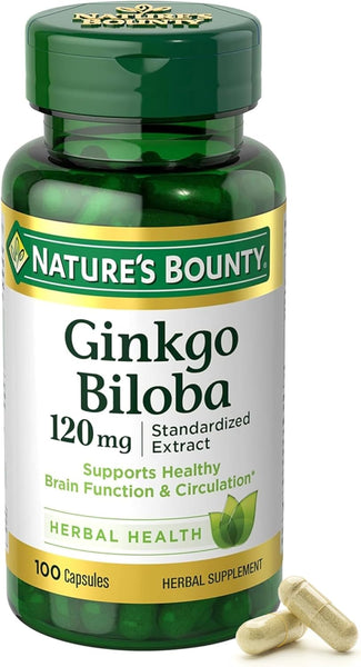 Ginkgo Biloba Capsules 120Mg, Memory Support Supplement, Supports Brain Function and Mental Alertness, 100 Capsules