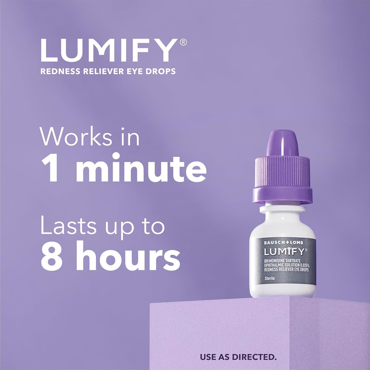 Eye Drops for Red Eyes, Redness Reliever for Brighter Looking Eyes, Works in 1 Minute & Lasts up to 8 Hours, Eye Drops, 0.25 Fl Oz (7.5Ml), Packaging May Vary