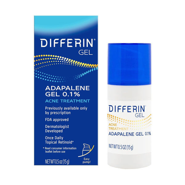 Acne Treatment Gel, 30 Day Supply, Retinoid Treatment for Face with 0.1% Adapalene, Gentle Skin Care for Acne Prone Sensitive Skin, 15G Pump (Packaging May Vary)
