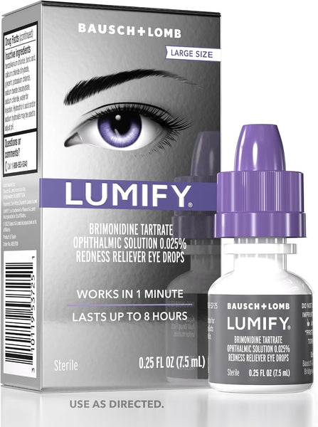 Eye Drops for Red Eyes, Redness Reliever for Brighter Looking Eyes, Works in 1 Minute & Lasts up to 8 Hours, Eye Drops, 0.25 Fl Oz (7.5Ml), Packaging May Vary