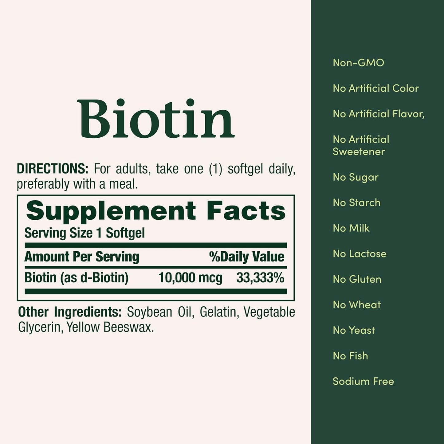 Biotin Hair Skin and Nails Vitamins, Supports Healthy Hair, Skin and Nails, 10,000 Mcg, 120 Softgels (Pack of 1)