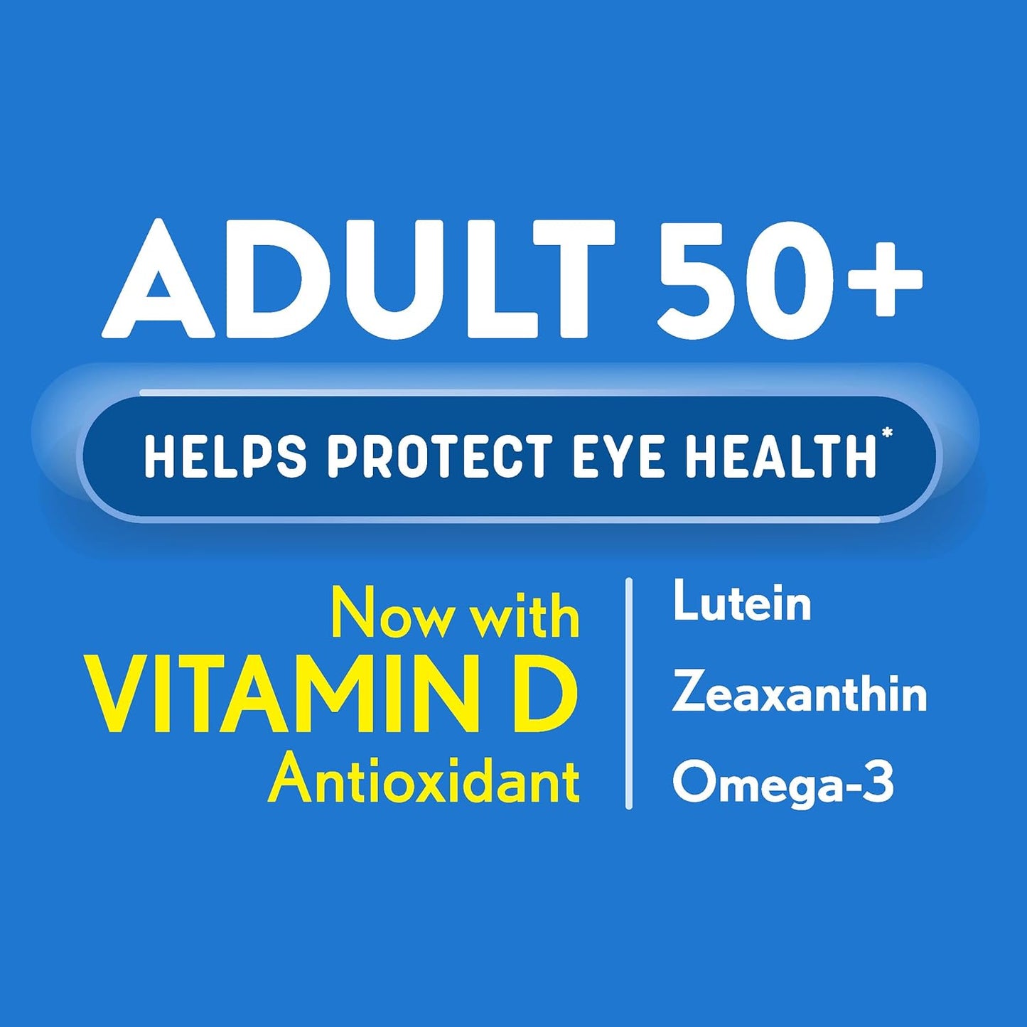 50+ Eye Vitamin & Mineral Supplement, Multivitamin for Vision & Ocular Health with Omega-3, Zinc, Vitamins C & E, Lutein & Zeaxanthin, Zinc Supplements for Women and Men, 90 Softgels