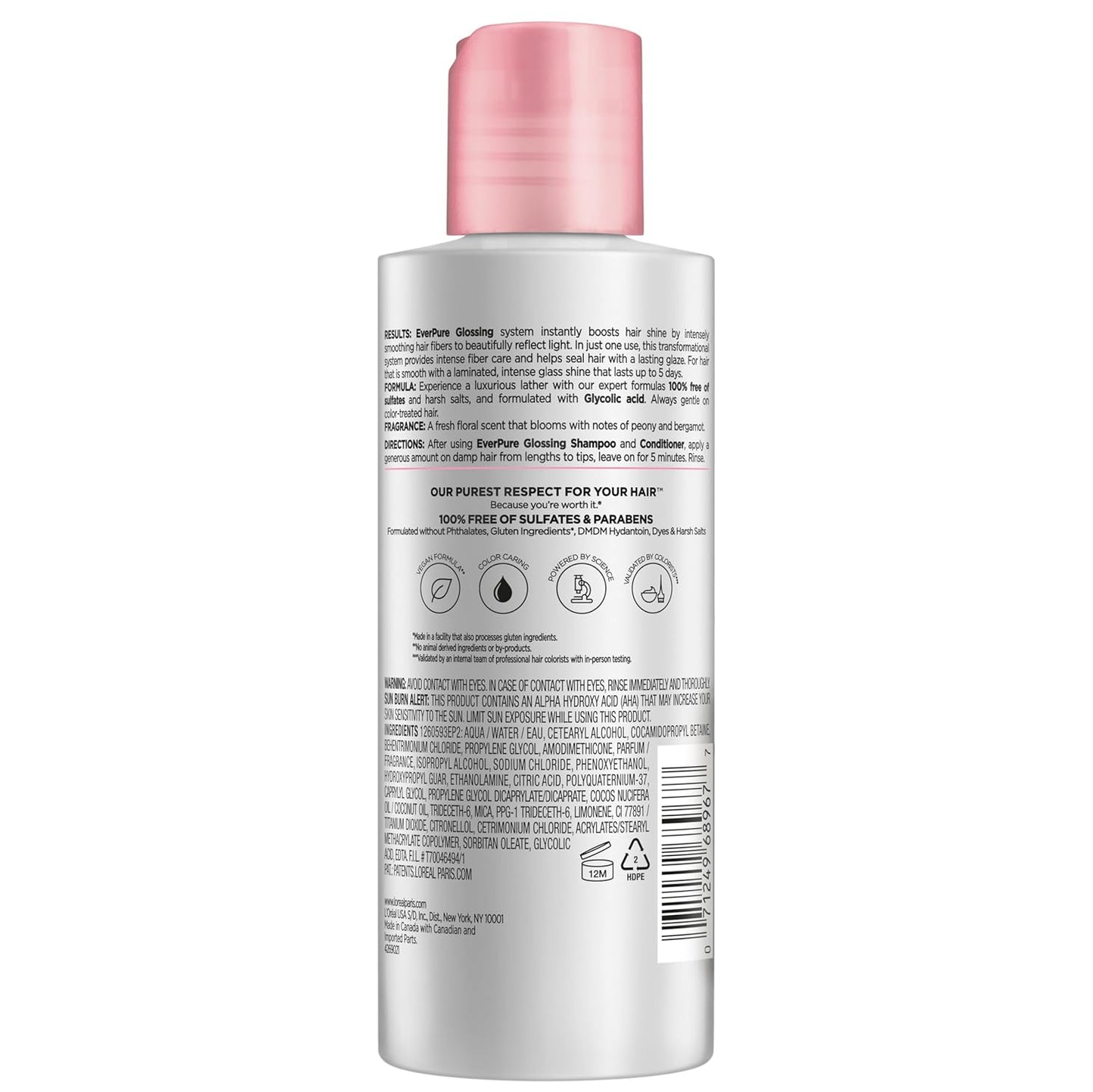 Glossing Lamination Hair Mask with Glycolic Acid, Hair Treatment for Lasting Shine and Smoothness for Dull, Dry Hair, Everpure, 5.1 Fl Oz