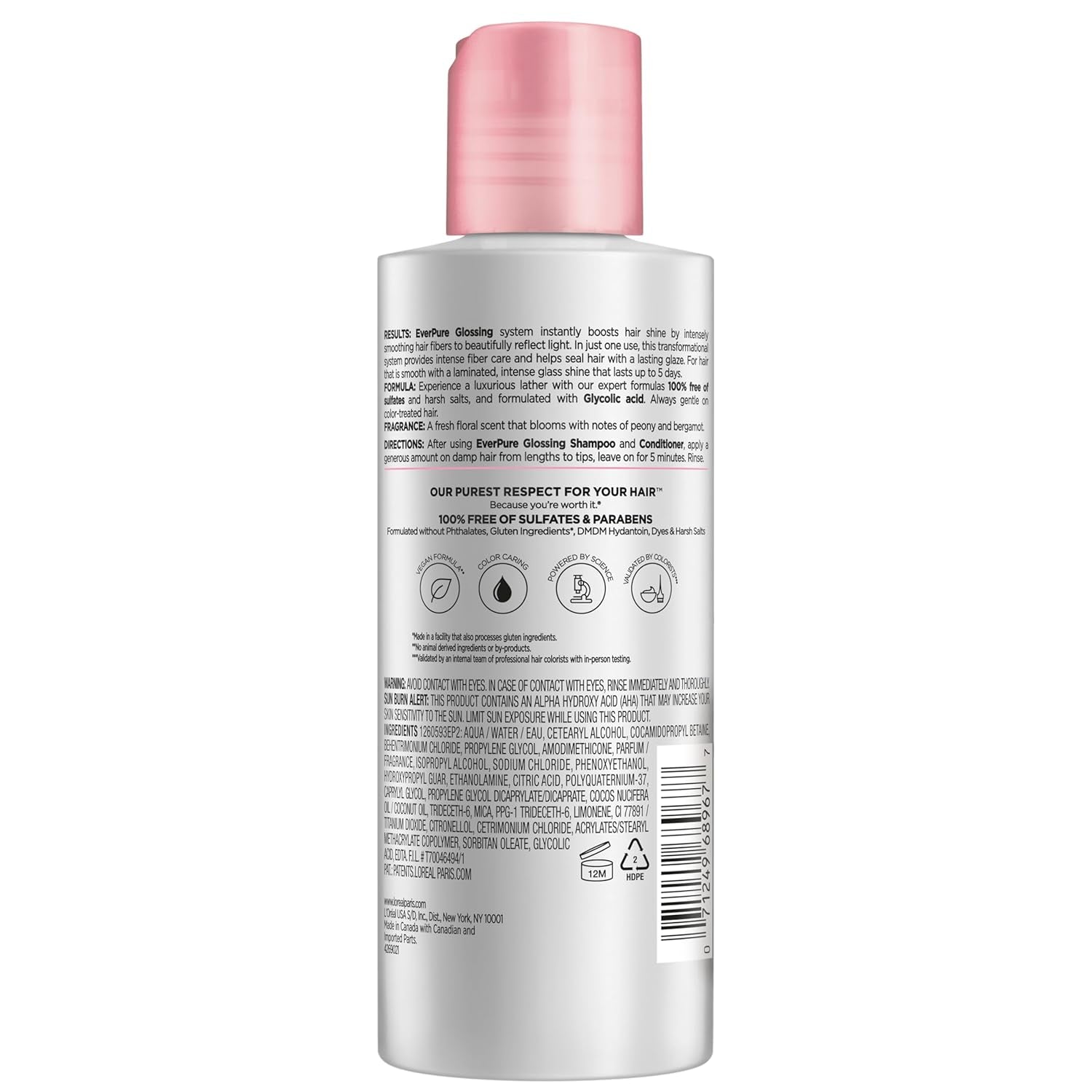 Glossing Lamination Hair Mask with Glycolic Acid, Hair Treatment for Lasting Shine and Smoothness for Dull, Dry Hair, Everpure, 5.1 Fl Oz