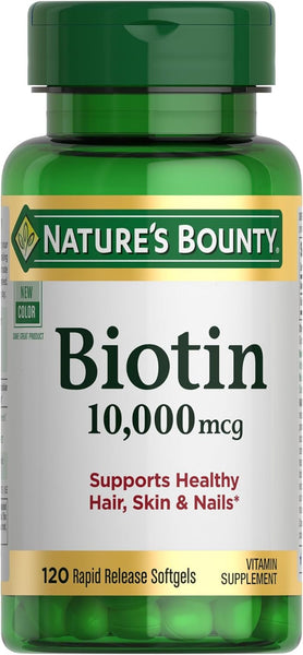 Biotin Hair Skin and Nails Vitamins, Supports Healthy Hair, Skin and Nails, 10,000 Mcg, 120 Softgels (Pack of 1)