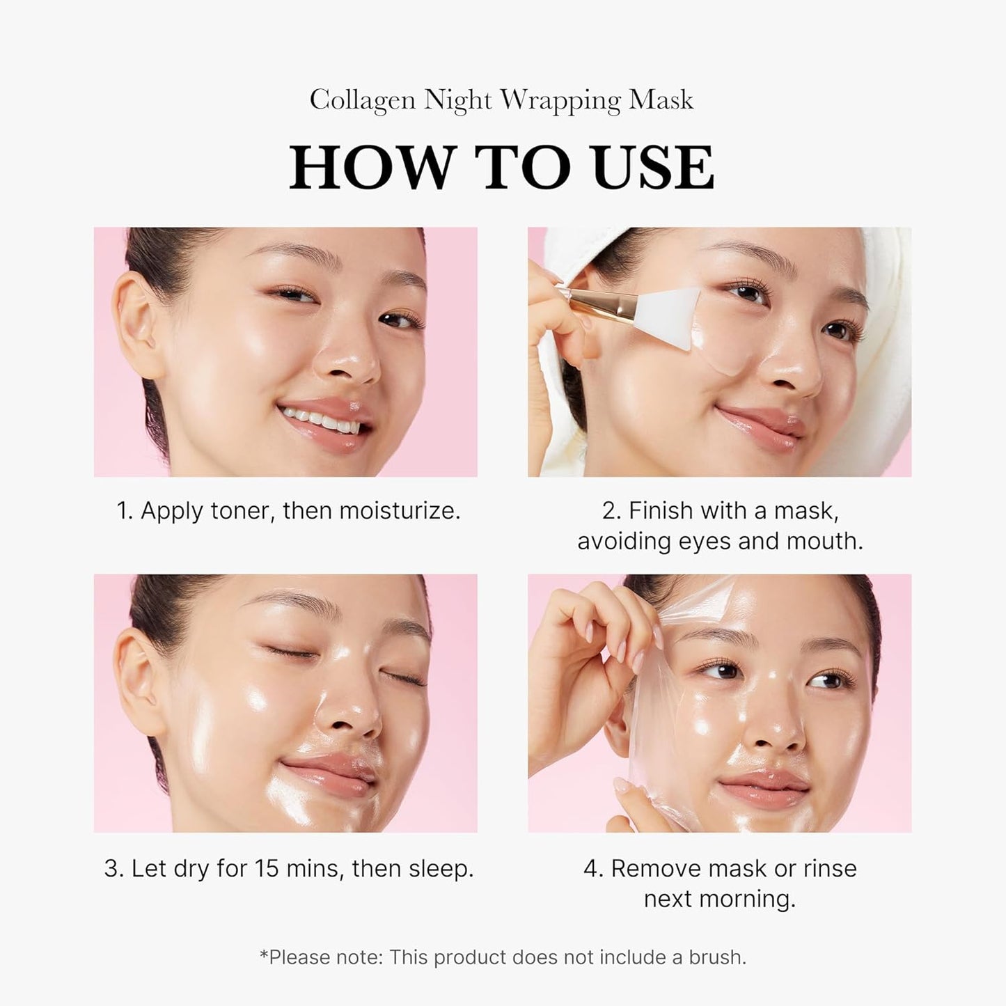 Collagen Overnight Wrapping Peel off Facial Mask Pack - Elasticity & Hydration Care, Reduces Sagging & Dullness - Hydrolyzed Collagen for Glowing Skin - Korean Skin Care, 2.53 Fl.Oz