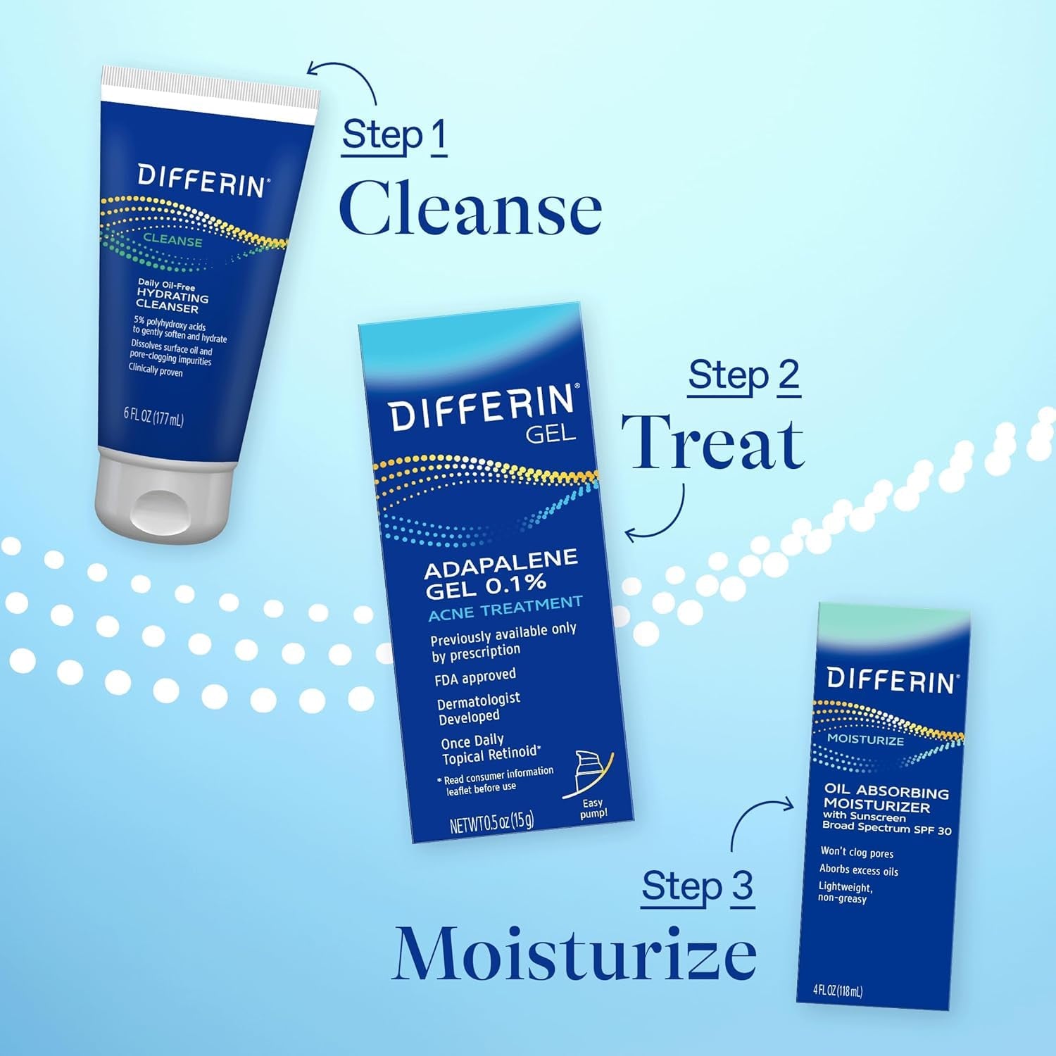 Acne Treatment Gel, 30 Day Supply, Retinoid Treatment for Face with 0.1% Adapalene, Gentle Skin Care for Acne Prone Sensitive Skin, 15G Pump (Packaging May Vary)