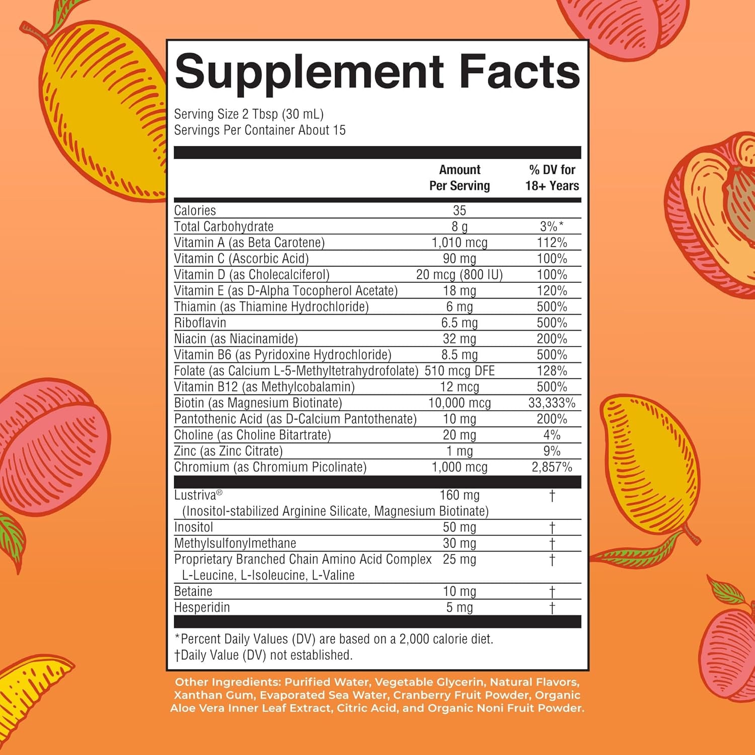 Liquid Multivitamin + Hair Growth | Biotin 10000Mcg | Lustriva Hair Growth Supplement | Clinically Tested in Women for Thicker Hair & Facial Wrinkle | Skin Care | 18+ | 15.22 Fl Oz