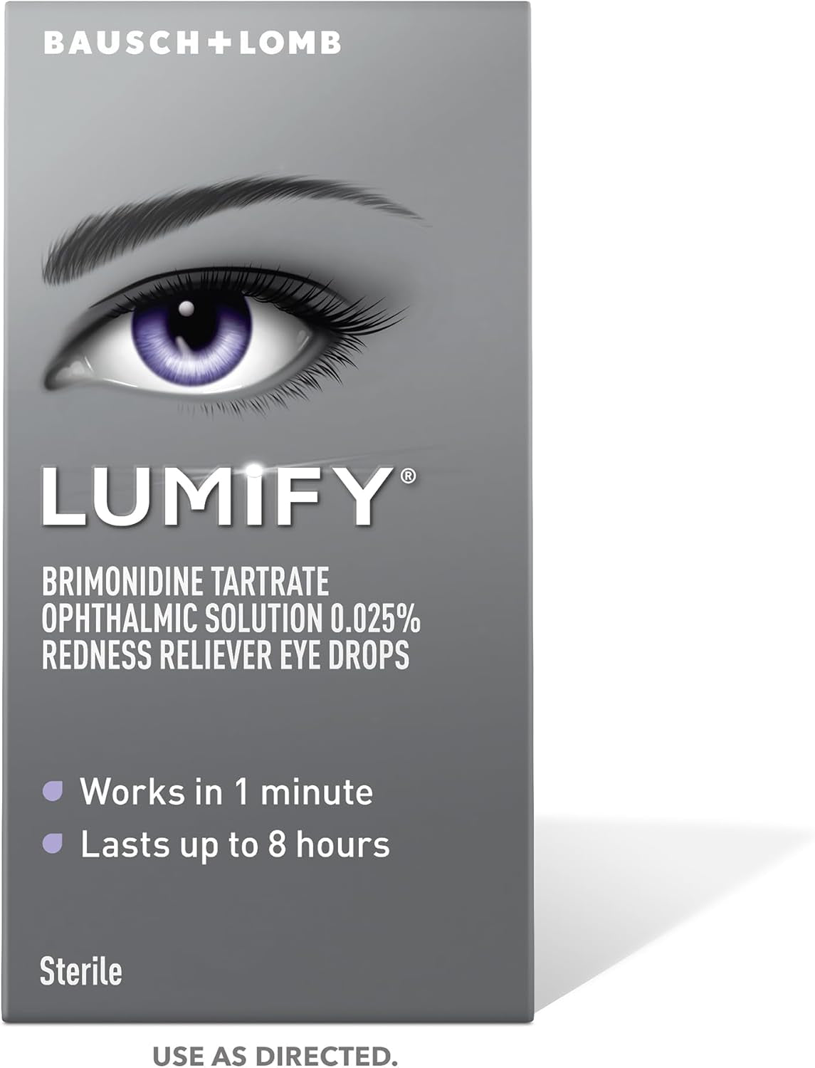 Eye Drops for Red Eyes, Redness Reliever for Brighter Looking Eyes, Works in 1 Minute & Lasts up to 8 Hours, Eye Drops, 0.25 Fl Oz (7.5Ml), Packaging May Vary