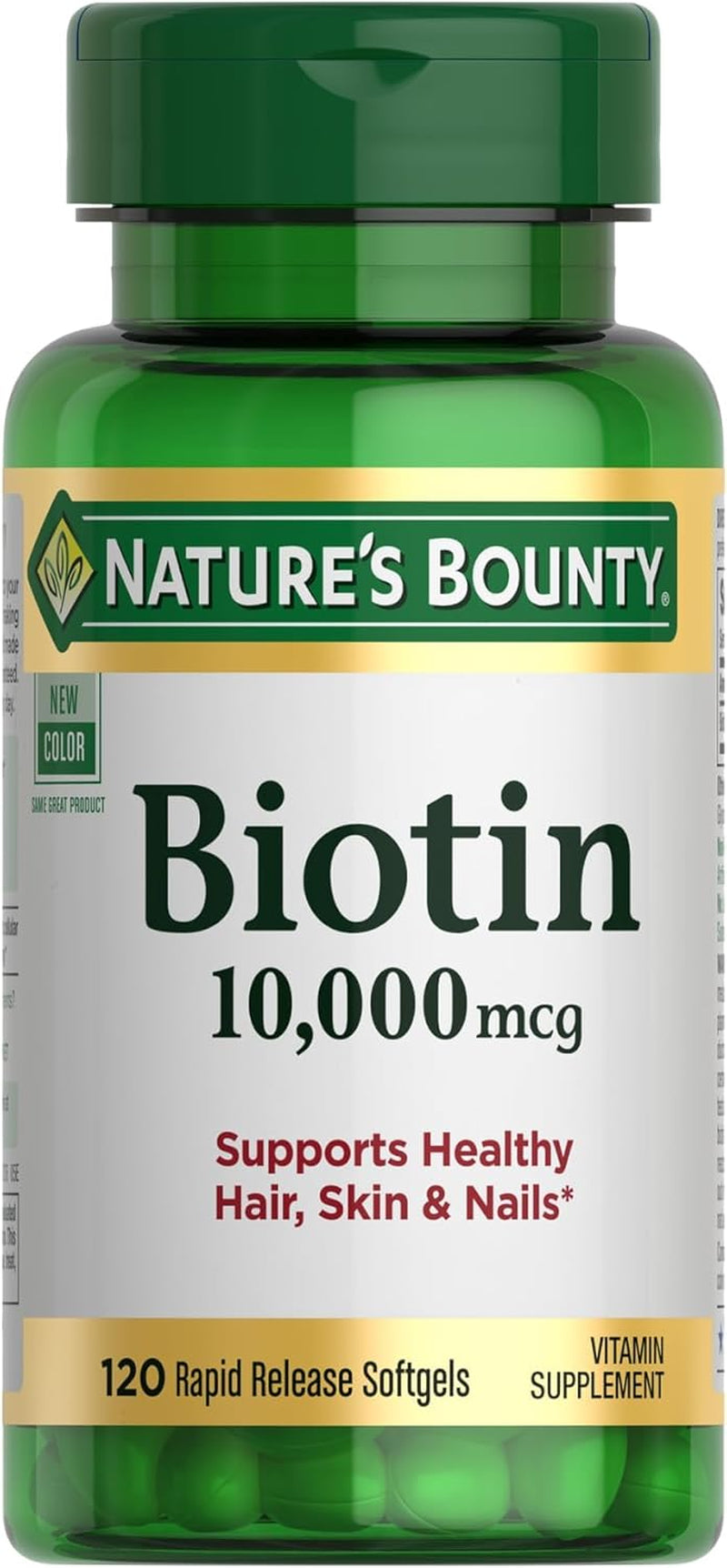 Biotin Hair Skin and Nails Vitamins, Supports Healthy Hair, Skin and Nails, 10,000 Mcg, 120 Softgels (Pack of 1)