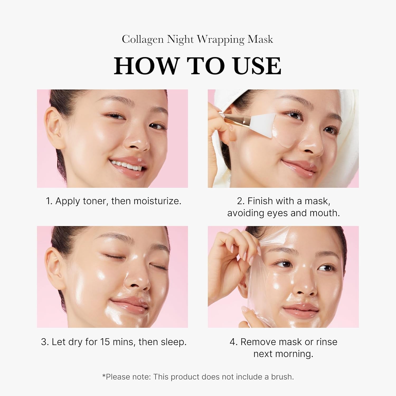 Collagen Overnight Wrapping Peel off Facial Mask Pack - Elasticity & Hydration Care, Reduces Sagging & Dullness - Hydrolyzed Collagen for Glowing Skin - Korean Skin Care, 2.53 Fl.Oz